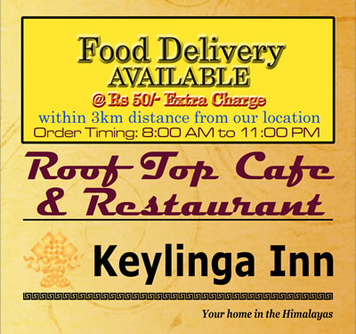 Food Delivery available from Keylinga Hotel Roof Top Cafe and Restaurant Prini, Manali